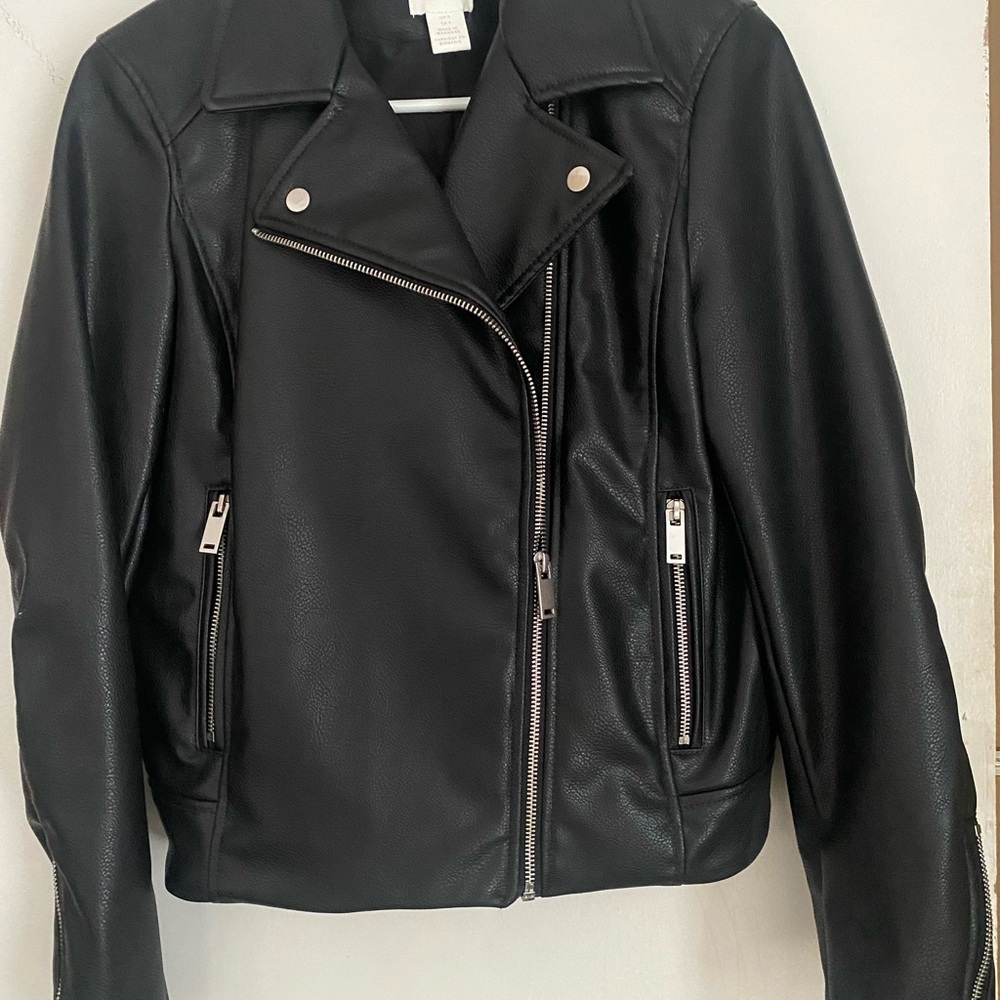 Black Faux Leather Biker Jacket